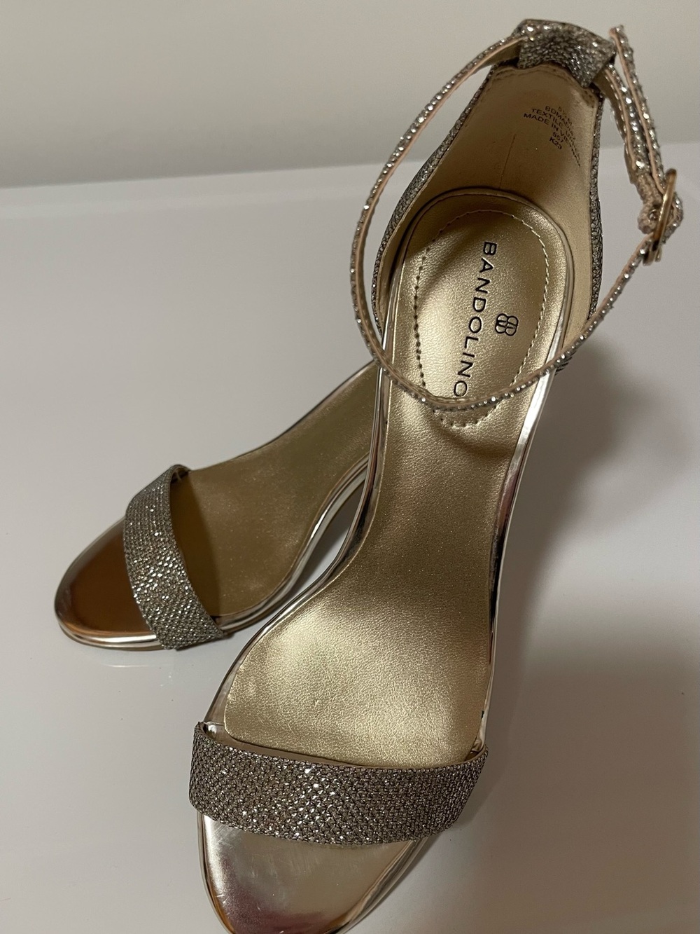 Bandolino Gold Rhinestone Ankle-Strap Sandals